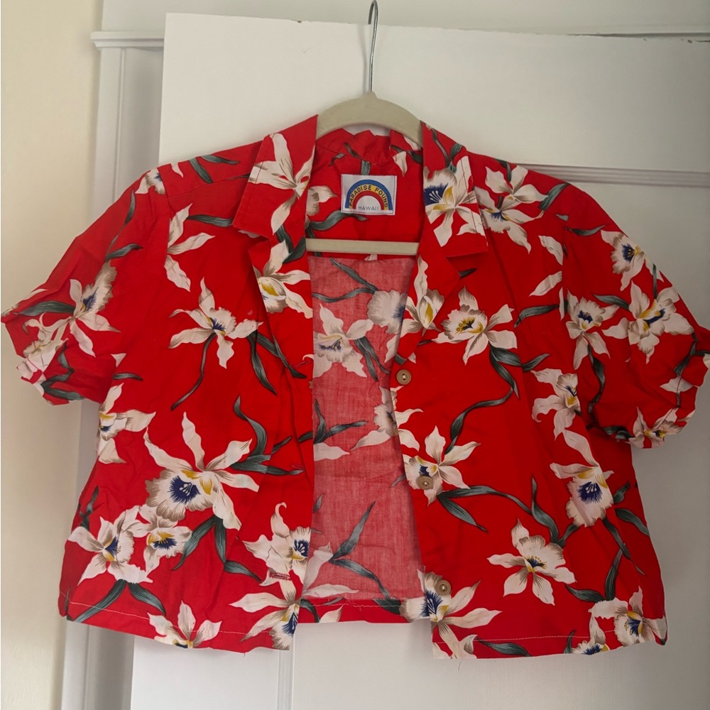Floral Red Crop Top